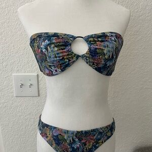 Onia Swimsuit Bathing Suit Floral Bandeau Bikini Size Medium So Cute!